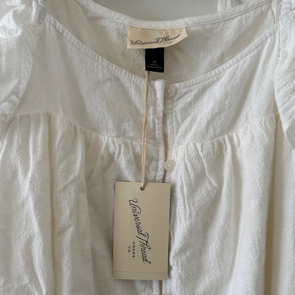 NWT Universal Thread White Ruffle Button-Front Dress - Picture 2 of 8